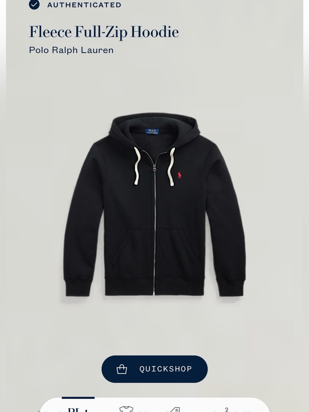 Polo Ralph Lauren Men’s Fleece Full Zip Hoodie Black Size XL - Picture 7 of 10